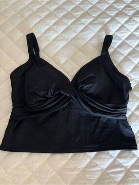 Lands' End Black V Neck Wrap Midkini Top